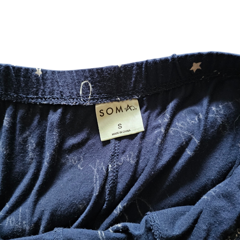 Soma Cool Nights Navy Script Print Lounge Pajama Pants Size S - Picture 2 of 3